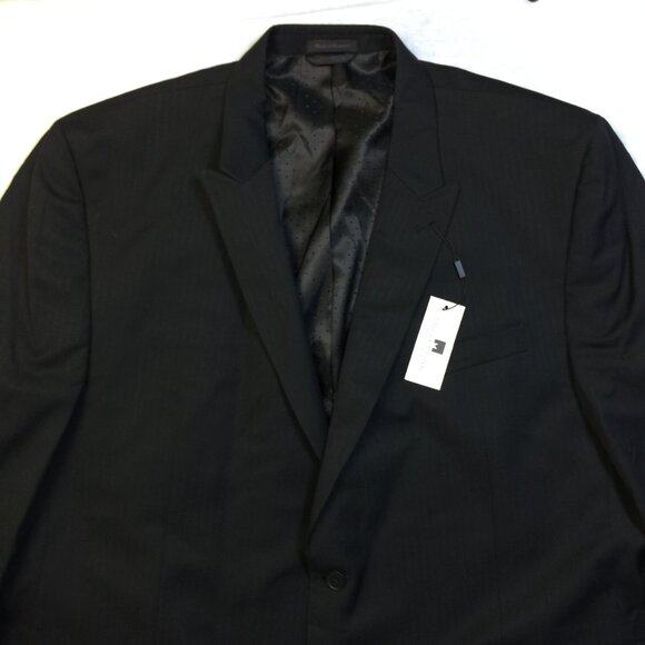 New! Michael Strahan Jacket Blazer Mens 56R Black Striped Wool Classic Fit - Picture 7 of 16